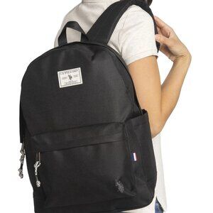 U.S. Polo Assn. Unisex 18" Solid Core Backpack, Khaki & Black, Travel Backpack